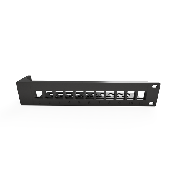 19" Rack Mount Half Width Patch Panel - 11 Keystone, 1U