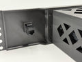 3D-printed Spectrum Modem 2U 19" Rack Mount w/ keystone jack – installed view
