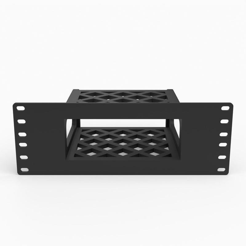 10 inch 3D printed rack mount for Geekom IT13 Max mini PC, front view