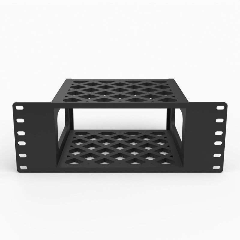 10 inch 3D printed 2U rack mount for Denon HEOS Link HS2, front view