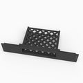 Detail view of the modular joint and vented cage on the FortiGate 80F rack mount
