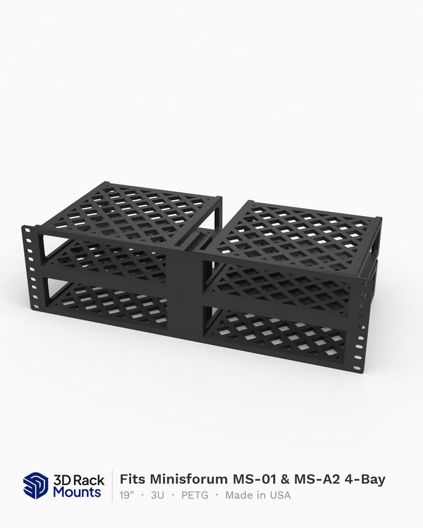 19" Minisforum MS-01 & MS-A2 4-Bay Rack Mount - 3U