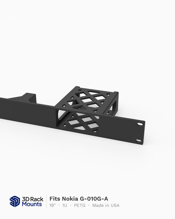 Nokia G-010G-A fiber ONT 19 inch rack mount, 1U modular, in black PETG