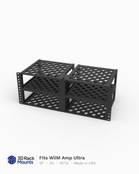 4x WiiM Amp Ultra 19 inch 4U rack mount, 3D printed in black PETG