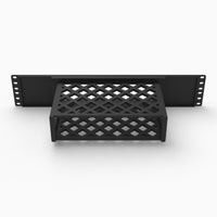 Rear view of the Fosi Audio ZP3 rack mount showing the vented cage