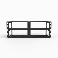 Front view of the 4x WiiM Amp Ultra 4U rack mount with rack ears
