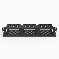 Three Intel NUC 15 Pro mini PCs mounted side by side in a 19 inch 2U server rack row