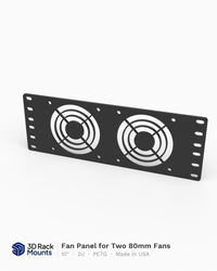 2U fan panel for two 80mm fans in a 10 inch mini rack, 3D printed