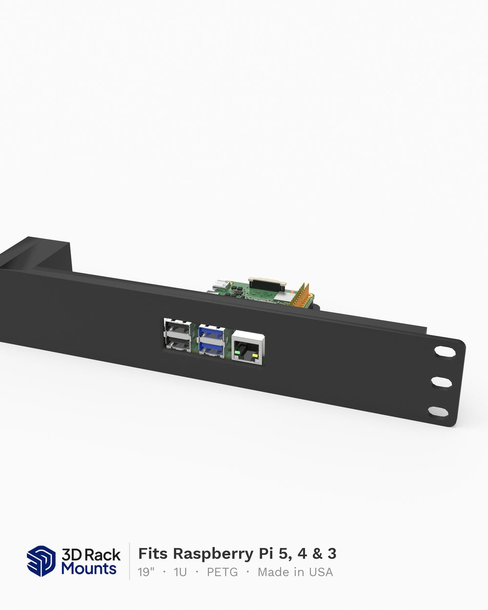 19" Raspberry Pi 5, 4 & 3 Rack Mount 1/2/3/4/5 Configuration - 1U (Modular)