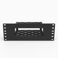 CalDigit TS4 dock mount for a 10 inch mini rack at 2U, front three quarter view
