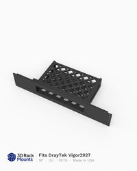19 inch 3D printed rack mount for the DrayTek Vigor2927 router, angled hero view