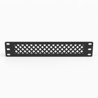 Vented 1U rack blank, angled view