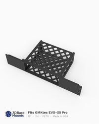 GMKtec EVO-X5 Pro 19 inch 2U 3D printed rack mount, angled view