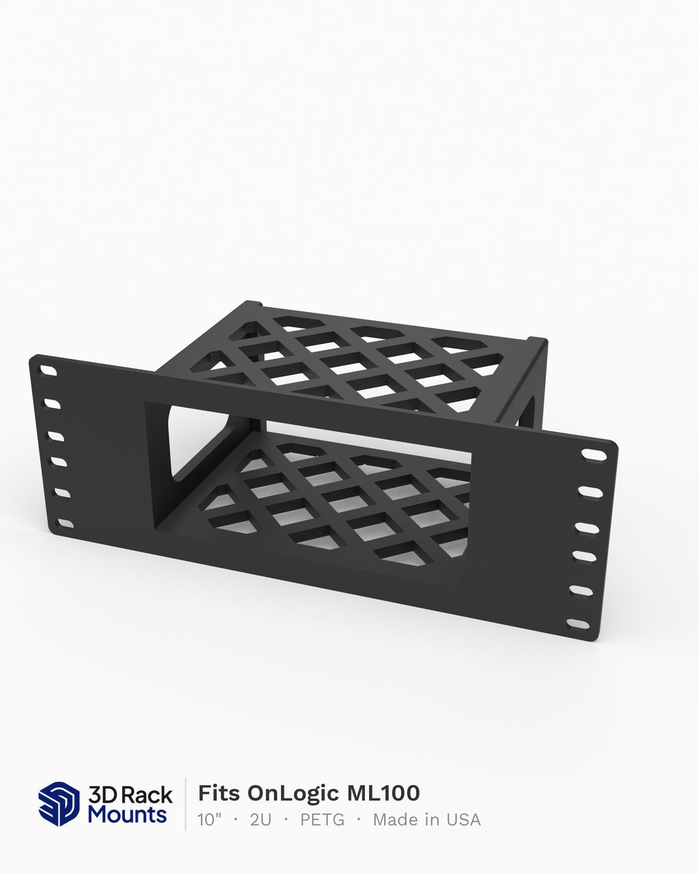 10 inch 3D printed mini rack mount for the OnLogic ML100 industrial fanless computer
