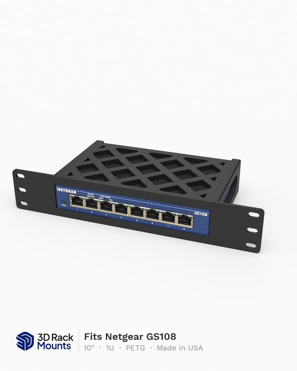 10" Netgear GS108 Switch Mini Rack Mount - 1U